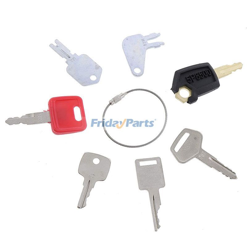 7 Pcs Ignition Key Set for Caterpillar CAT John Deere Hitachi Case JCB